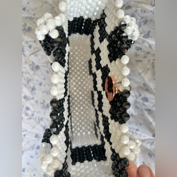 Susan Alexandra beaded black & white checkered purse - Picture 6 of 9